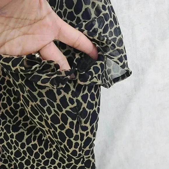 MICHAEL Michael Kors Leopard Keyhole Tied Neck Fit & Flare Mini Chiffon Dress L - Picture 7 of 9